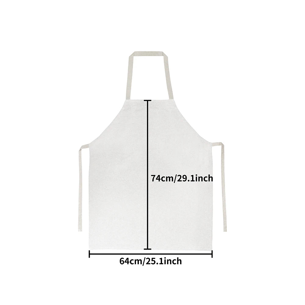 White kitchen apron with a baking design and light beige straps