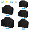 Various sizes of a black heavy duty waterproof grill cover including L, S, M, and XL options