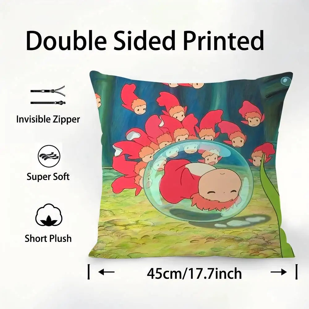 Double sided printed cartoon pony decorative pillow cover featuring a sleeping face