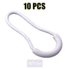 Ten white U-shape zipper pull straps shown against a white background.