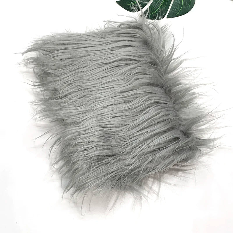 Gray faux fur plush fabric for sewing and crafting