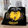 Black blanket featuring a yellow silhouette of a dragon clan with the text Wu-Tang Clan and 36 Chambers