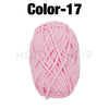 A ball of pink Color-17 soft velvet chenille yarn for crafting.
