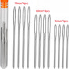 Stainless steel hand sewing needle kit with 70mm, 60mm, and 52mm needles in clear packaging.