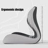 A side view of an ergonomic memory foam lumbar seat cushion designed for spinal support.