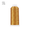 A roll of gold-colored polyester embroidery thread with a white core.