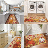 A collection of decorative maple leaf area rugs featuring autumn colors and seasonal foliage.