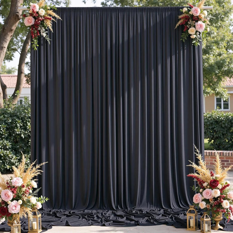 Burgundy Velvet-Look Polyester Backdrop Curtain
