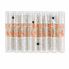 White lace cafe curtain featuring orange floral embroidery and black butterfly appliqués.