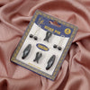 A package containing six plastic safety pins for hijab accessories, including various styles and sizes.