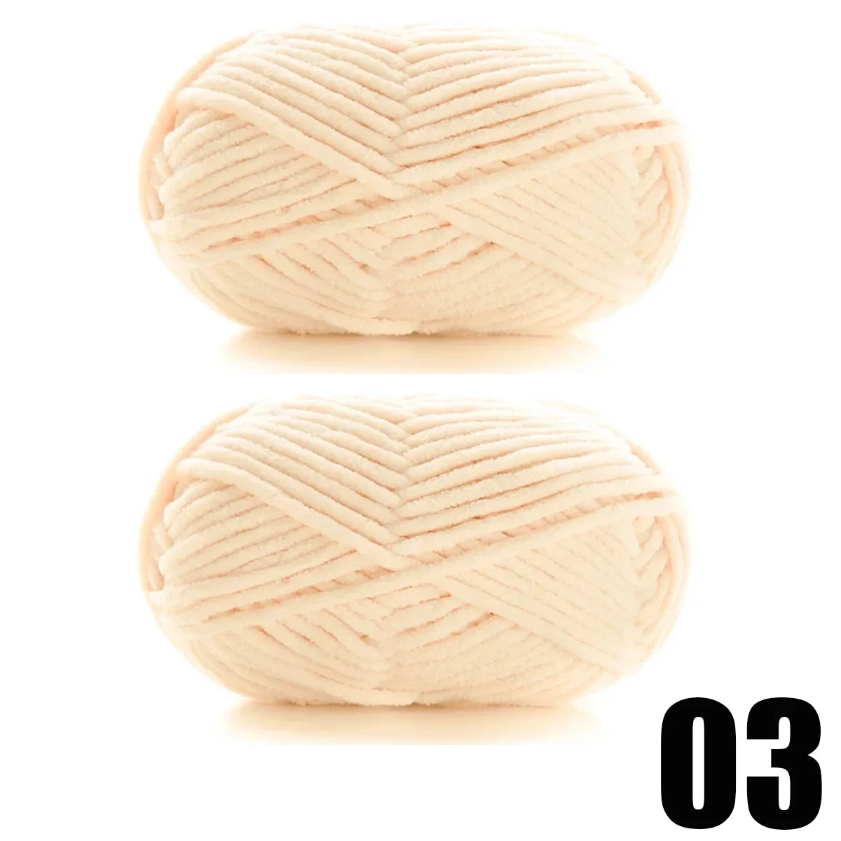 A ball of thick, light pink velvet yarn shown from the side.