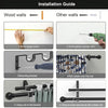 Installation guide showing steps for mounting a curtain rod bracket and hanging a curtain onto the rod.