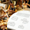A close-up of a DIY sewing pattern set for bag making showing various templates and finished bags.