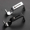 A silver adjustable iron curtain rod rack is shown against a dark background.