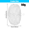 A ball of white soft velvet chenille yarn measuring 15cm long and weighing 50g.