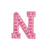 Pink rhinestone letter N patch for DIY craft project