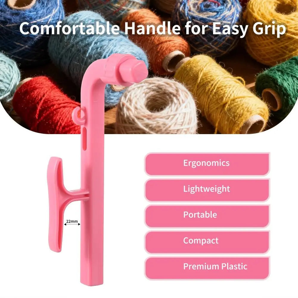 Pink ergonomic handle for a crochet tool and tension regulator set