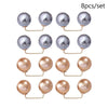 Eight pieces of silver-toned pearl brooch jewelry set with gold-toned findings