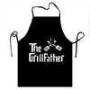 Black apron with the GrillFather logo featuring crossed grilling tools