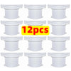 A set of twelve white invisible bedsheet corner tightener clips.