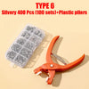 Silver Type 6 pliers and plastic pliers set with 400 pieces