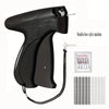 A black micro stitching gun with a needle box and several loose needles for garment repair.