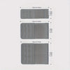Three sizes of adjustable bra extenders shown side by side with measurements.