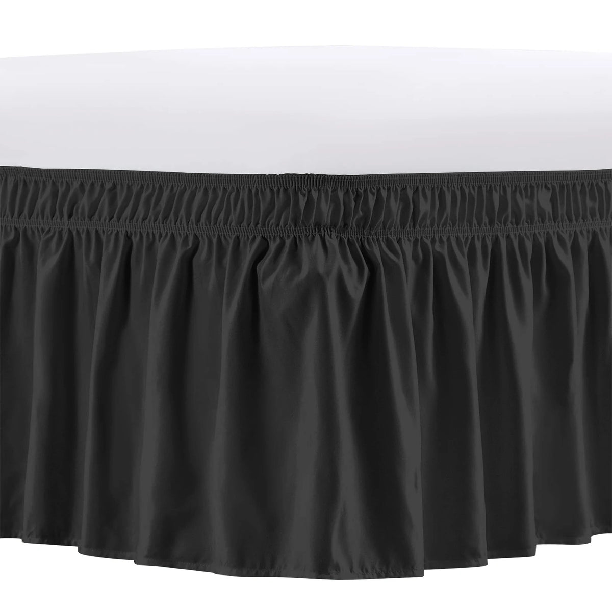 Black elegant elastic bed skirt with ruffles