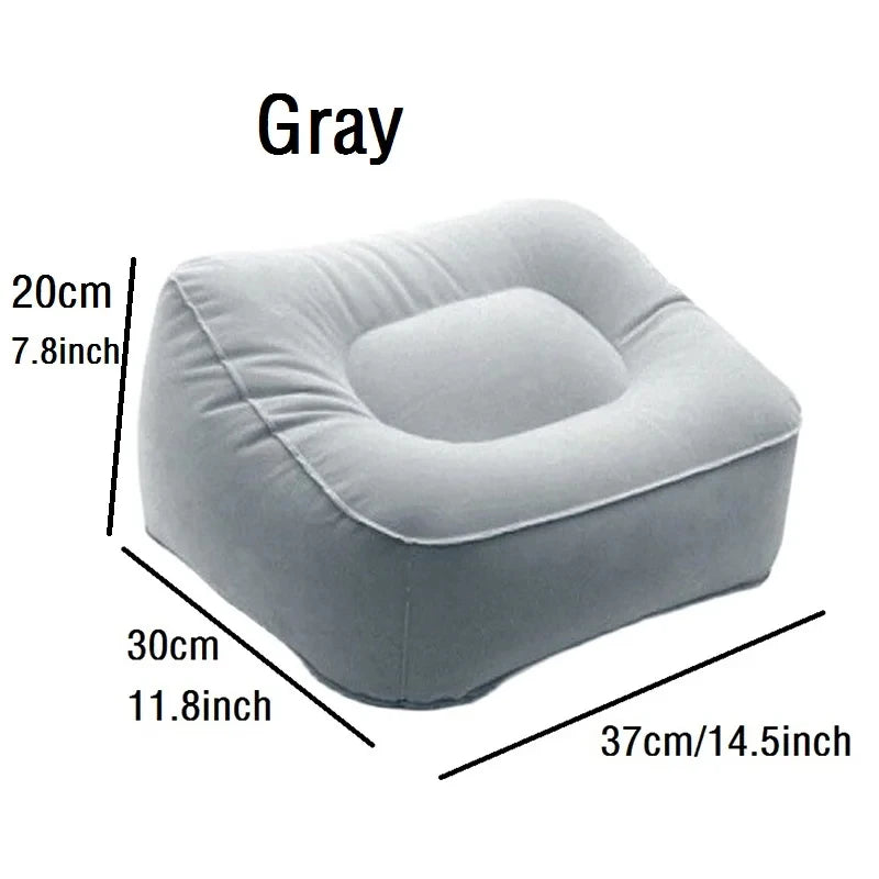 A gray inflatable body support pillow shown from above, measuring 37cm by 20cm.