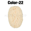 A ball of light peach colored Soft Velvet Chenille yarn labeled Color-22.