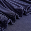 Dark navy elastic sofa slipcover fabric gathered at the cuff