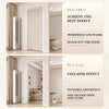 Two panels show a pull open and pull full folding door curtain achieving a block out the noise effect for home decor