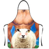 A white sheep is featured on a versatile muscle and creativity apron.