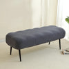 A gray elastic jacquard bench cover used as protection for a piano, dining, or entryway seat.