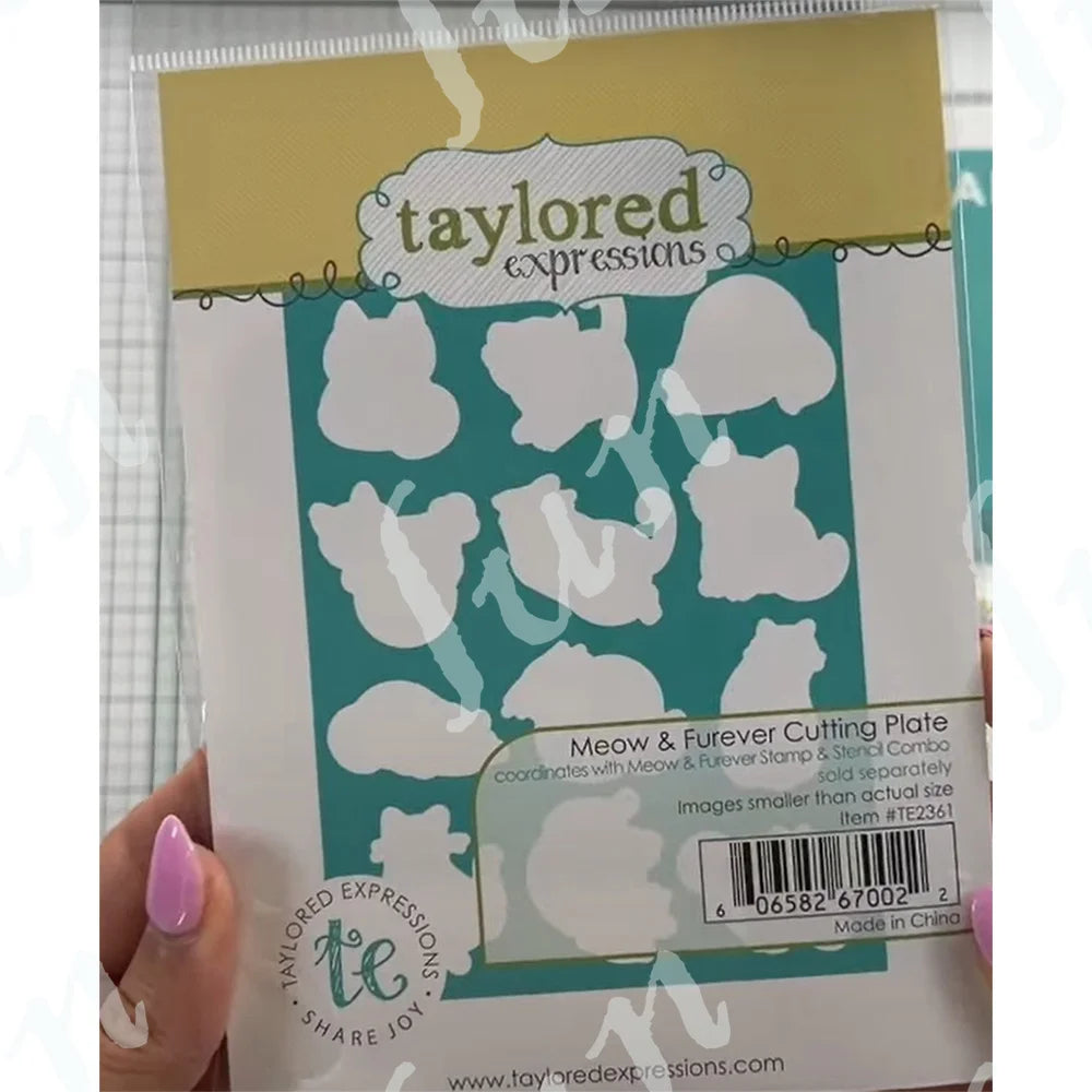 A package of a tailored expressions Meow & Furever Cutting Plate set for DIY crafting