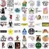 A collection of funny meme and nostalgia vinyl stickers featuring various humorous phrases and characters.