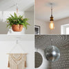 A set of heavy duty self-adhesive ceiling hooks in various finishes, including a gold-toned hook and a silver spherical hook.