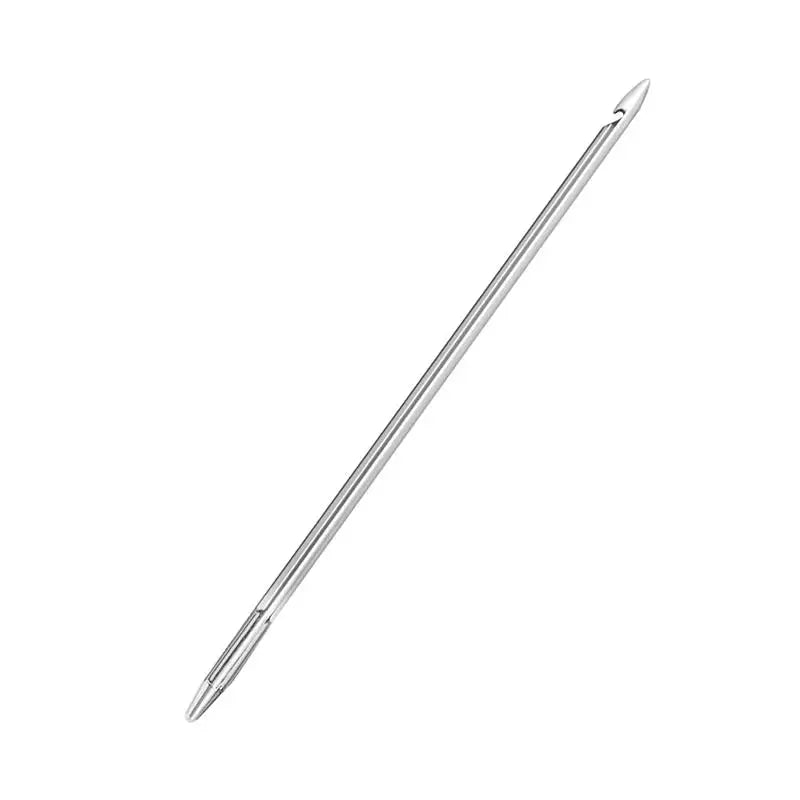 A silver leather sewing awl used for stitching.