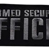 Black embroidered security officer patch with silver lettering on a dark background