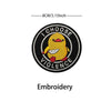 Black embroidery patch featuring a yellow chick with text that reads I CHOOSE VIOLENCE