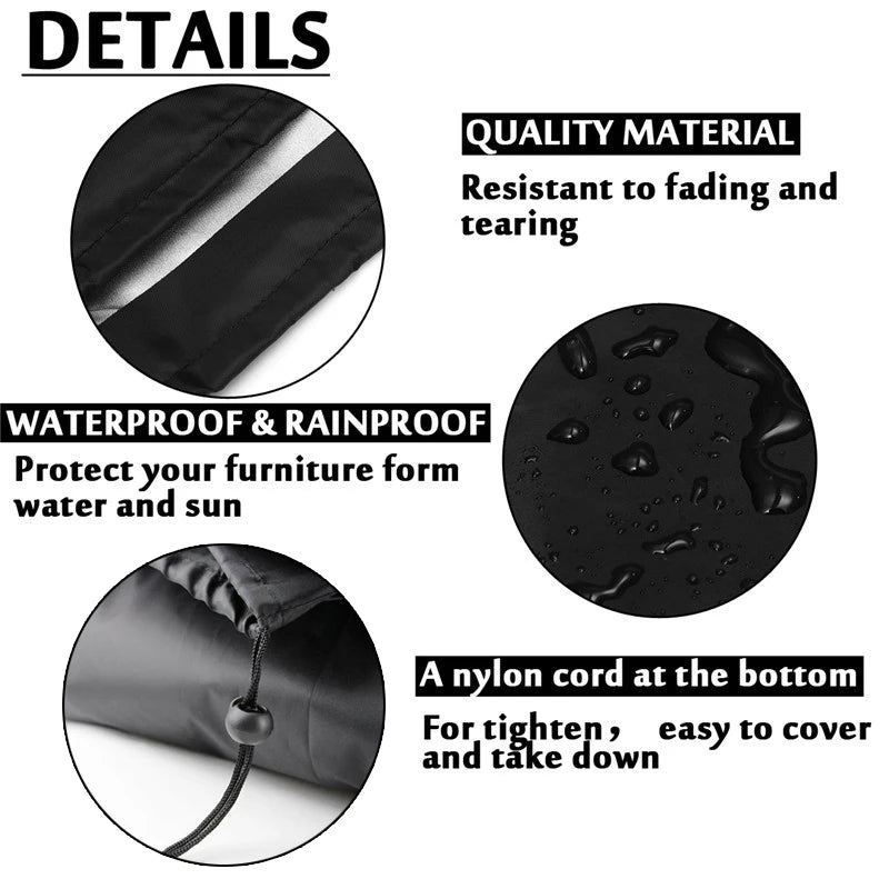 Black nylon corded waterproof and rainproof grill cover material details