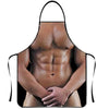 A muscular torso is shown wearing a black apron, highlighting abdominal definition.