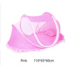 Pink foldable mosquito net for infant cribs with a dotted pattern