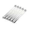 A set of stainless steel sewing hemming clips showing measurements from 0 to 3 inches.