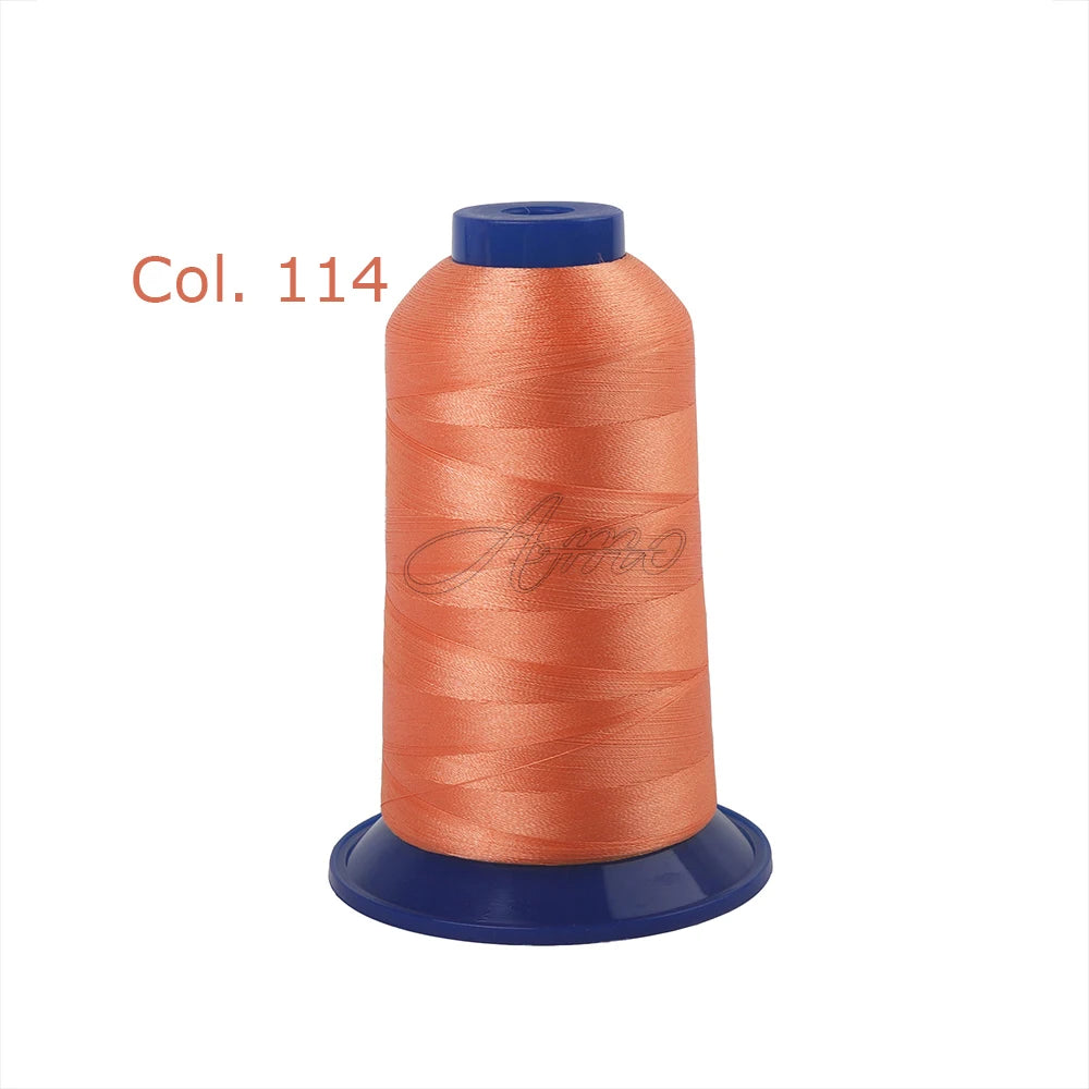 A spool of orange embroidery thread labeled Col. 114
