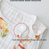 White baby sleeping bag with a wide neckline and dual-row snap button design featuring a rabbit print.