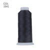 A spool of black high tenacity machine embroidery thread labeled COL: 1641