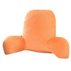 An orange plush lumbar support cushion with arms.
