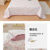 Pink floral quilted bedspread featuring delicate pink and white patterns.