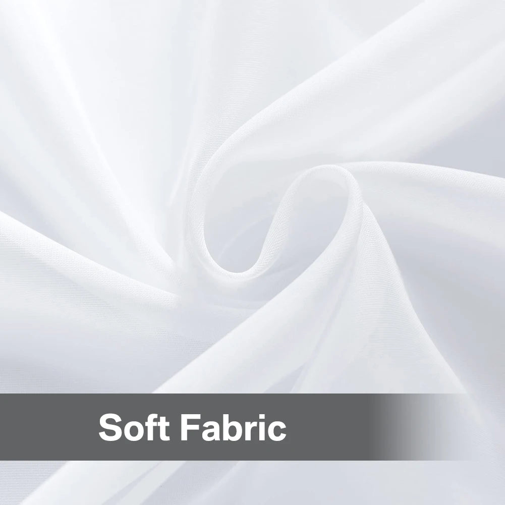 Soft fabric draped in a swirling white formation, showcasing a sheer voile curtain panel.